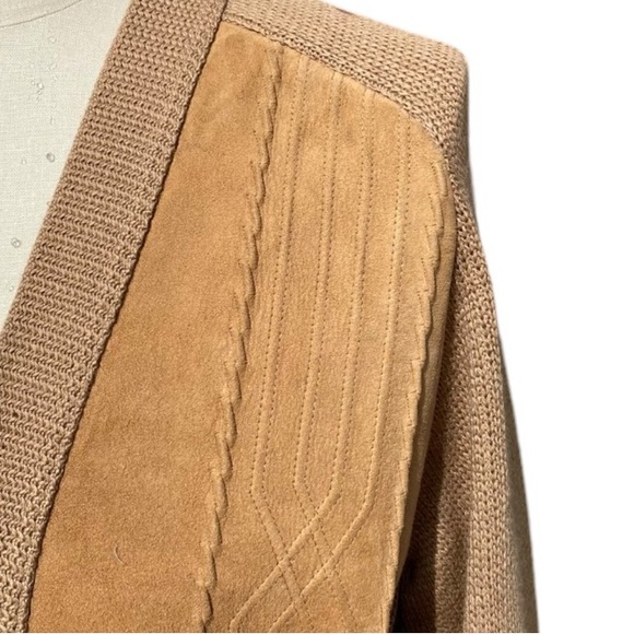 Vintage (1960’s) Embossed Suede Wool Cardigan - Picture 2 of 7